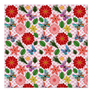 Modern Spring Garden Butterfly Floral Poster