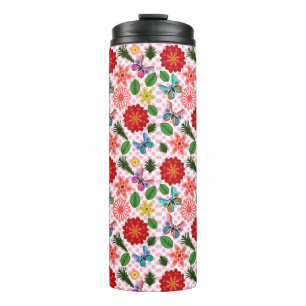 Modern Spring Garden Butterfly Floral  Thermal Tumbler