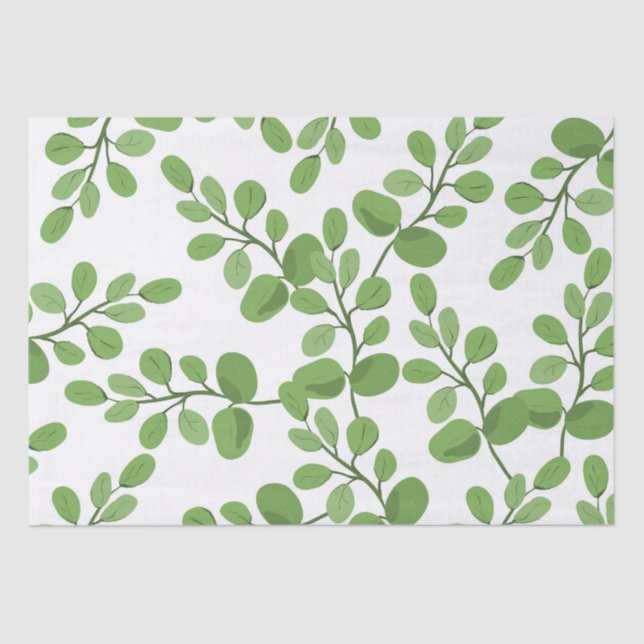 Modern Spring Green Botanical Pattern Leaves    Tissue Paper (Front)