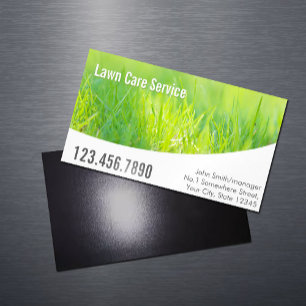 Modern Spring Green Lawn Care Magnetic Business Card