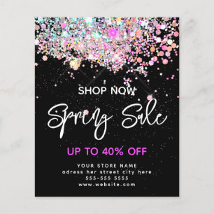 Modern Spring Sale Holographic Glitter Black Flyer
