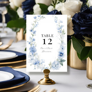 Modern Spring Summer Floral Blue White Wedding Invitation