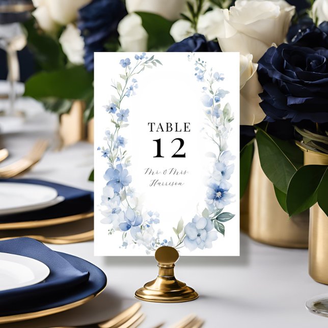 Modern Spring Summer Floral Blue White Wedding Invitation (Creator Uploaded)