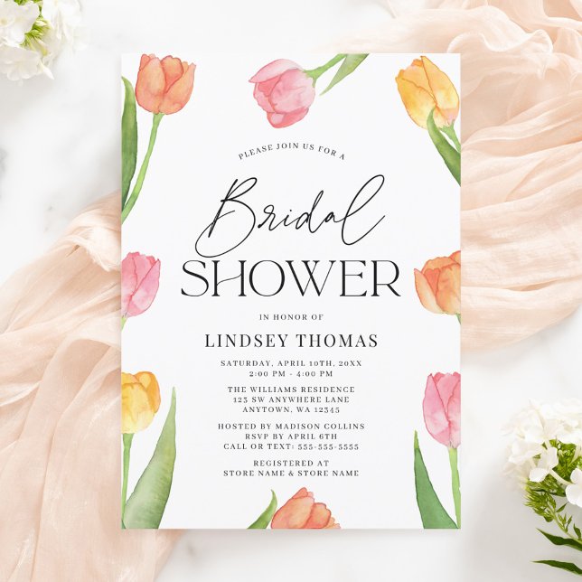 Modern Spring Tulips Bridal Shower Invitation (Creator Uploaded)