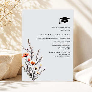 Modern Spring Wildflower Graduation Party Invitation