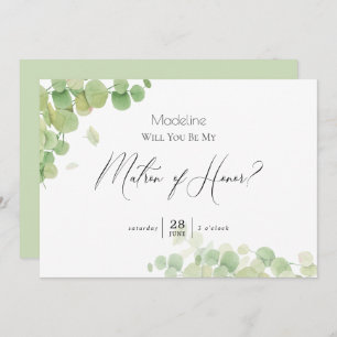 Modern Springtime Eucalyptus Matron of Honour Invitation