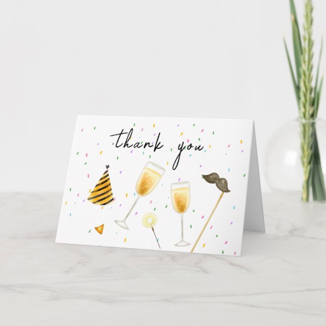 Modern Sprinkle Sip and See Champagne Baby Shower Thank You Card (Front)