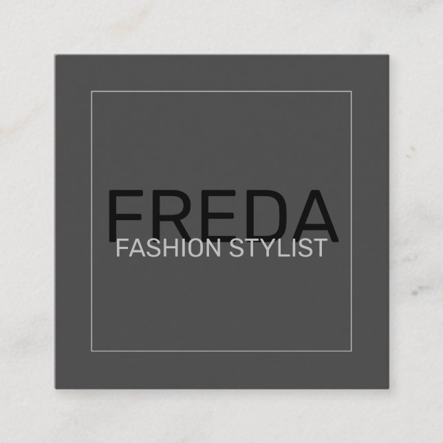 Modern Square Black Fashion Stylist Business Card (Front)