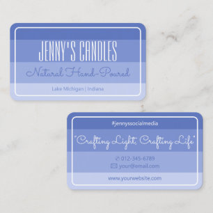 Modern Square Border Pastel Rainbow Ombre Blue  Business Card