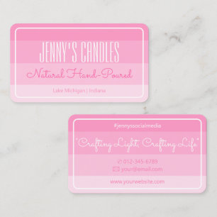 Modern Square Border Pastel Rainbow Ombre Pink Business Card