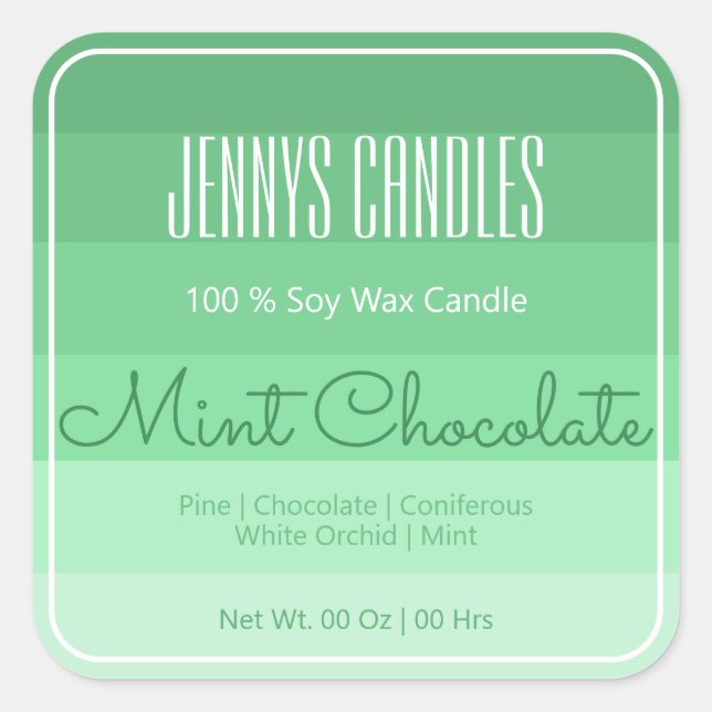 Modern Square Border Pastel Rainbow Ombre Teal Square Sticker (Front)