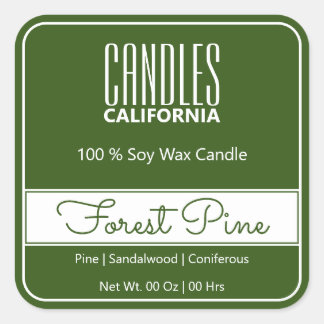 Modern Square Border Simple Forest Green Candles Sticker