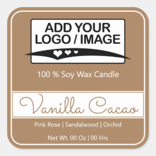 Modern Square Border Simple Light Brown Logo Image Sticker