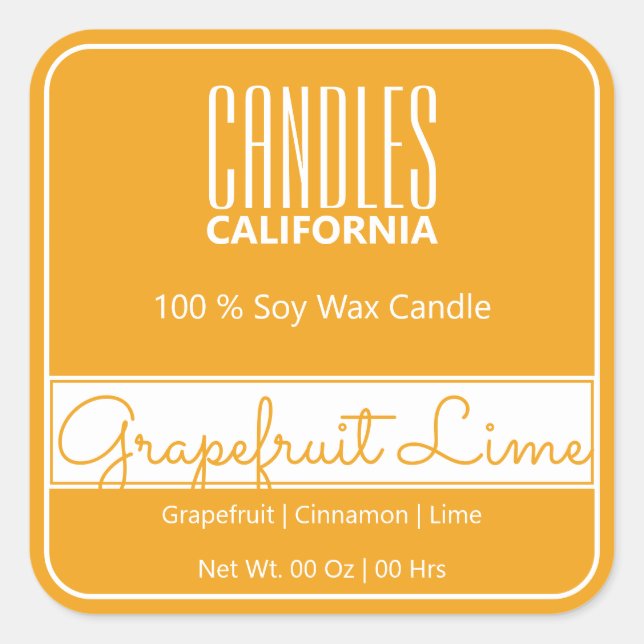 Modern Square Border Simple Orange Yellow Candles Sticker (Front)