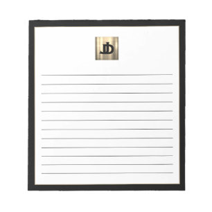 Modern Square Brushed Gold Monogram Lined Notepad