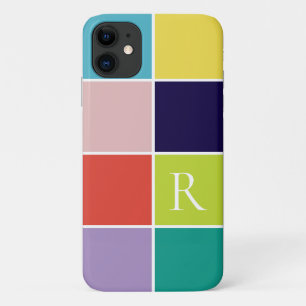 Modern square colour block monogrammed iPhone 11 case