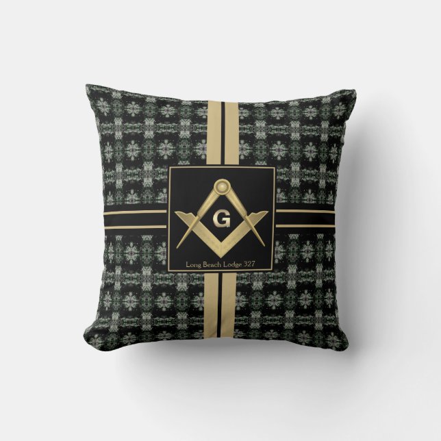 Modern Square & Compass Masonic Cushion (Front)