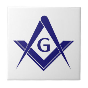 Modern Square & Compasses Ceramic Tile