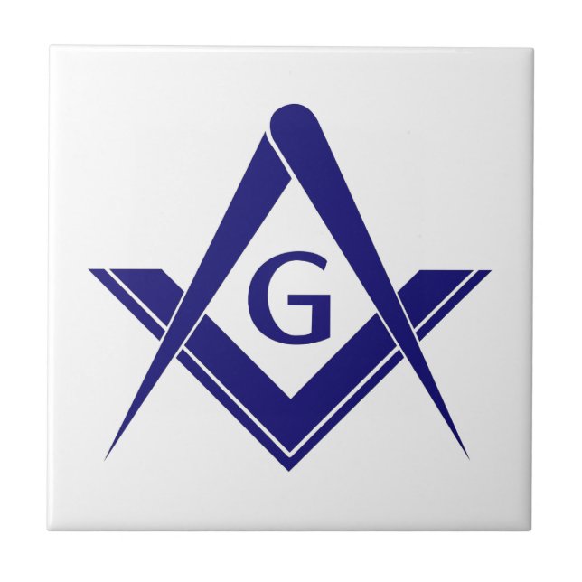 Modern Square & Compasses Ceramic Tile (Front)