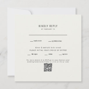 Modern Square Cream Wedding QR Code RSVP