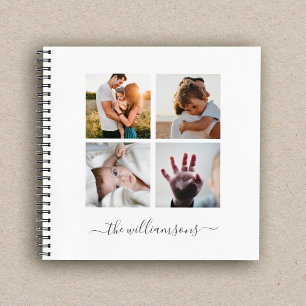 Modern  Square Family Multiple Photo Collage Notebook
