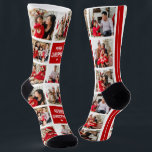 Modern Square Grid 8 Photo Collage Family Friends Socks<br><div class="desc">Showcase your favourite festive moments with the create your own 8 photo collage pair of socks with a personalised Christmas Season Greeting. This design features a square insta photo grid, letting you display eight cherished photos on comfy socks. Add your own holiday greeting for a thoughtful, unique present for yourself,...</div>