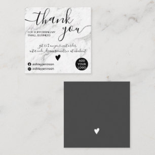 Modern square marble chic order thank you business card