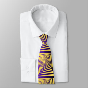 Modern square pattern blue yellow men tie