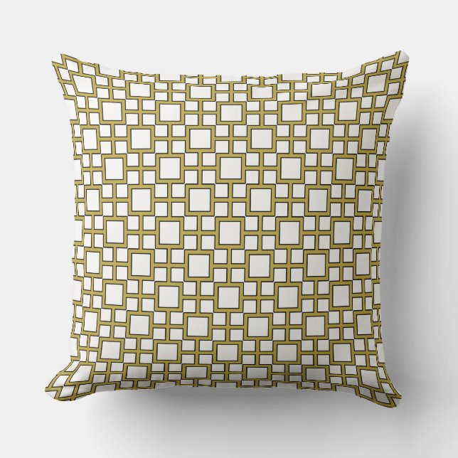 Modern Square Pattern Gold  Cushion (Front)