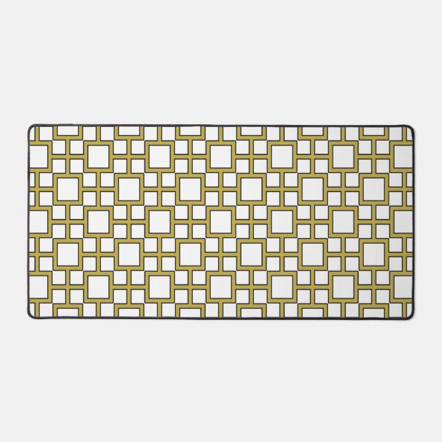 Modern Square Pattern Gold  Desk Mat (Front)
