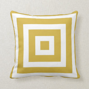 Modern Square Pattern in Mustard and White Cushion