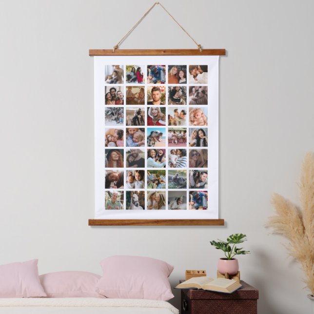 Modern Square Photo Collage Hanging Tapestry (Bedroom)