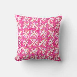 Modern Square Spirals, Coral Pink Cushion