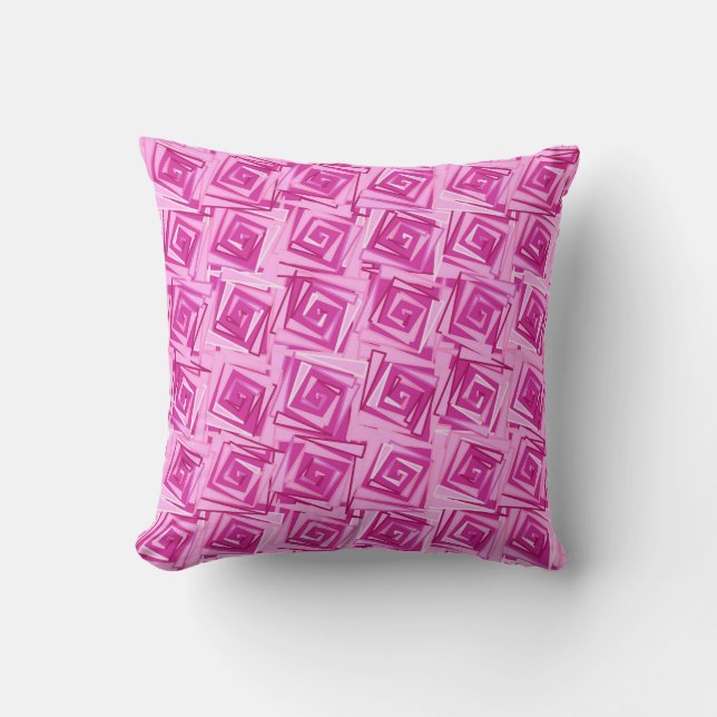 Modern Square Spirals, Orchid and Violet Cushion (Front)