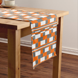 Modern Square Stripes Geometric Pattern Short Table Runner