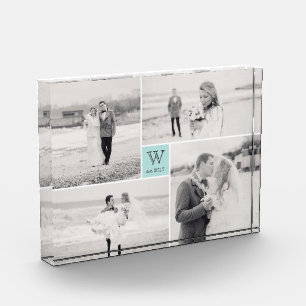 Modern Square Wedding Monogram Collage Photo Block