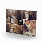 Modern Square Wedding Monogram Photo Collage Block