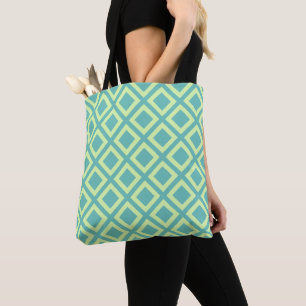 Modern Squares Lime on any Colour Tote Bag