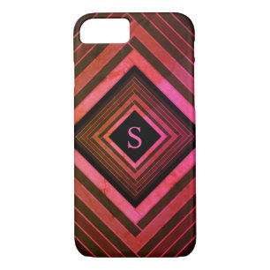 Modern Squares Rustic Pink Geometric Monogram iPhone 8/7 Case