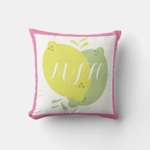 Modern Squeezed Lemon Bunch Pink Two Tone Cushion