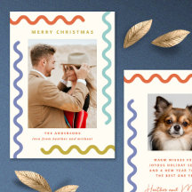 Modern Squiggle Unique Holiday Photo Card