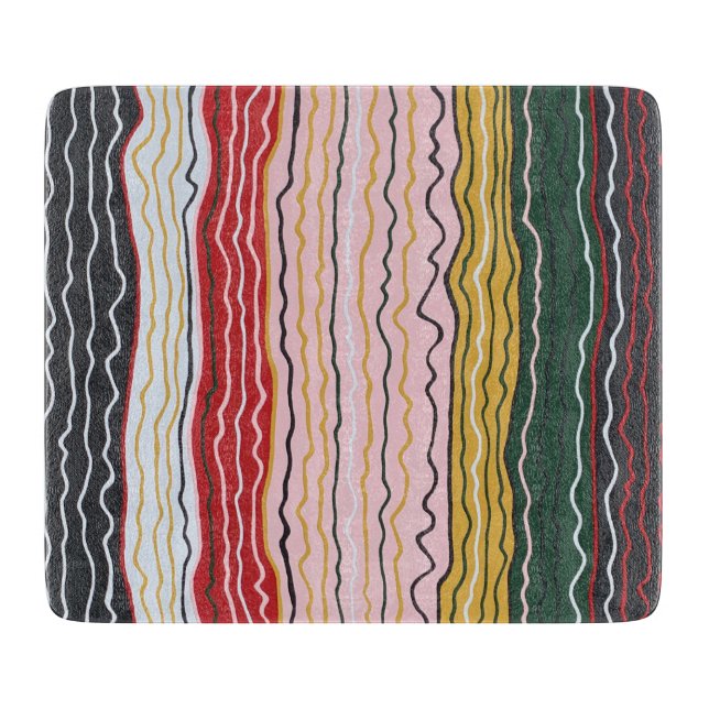 Modern Squiggles 2 6 x 7 Deco Glass Cutting Board (Front)