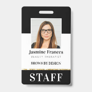 MODERN STAFF PHOTO ID work chic design black Badge