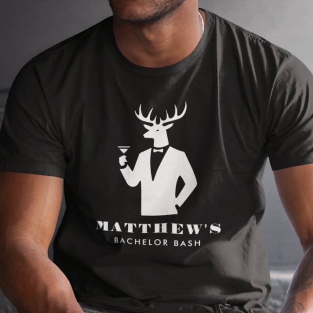 Modern Stag Party Black Cocktails Bachelor Party T-Shirt (Creator Uploaded)
