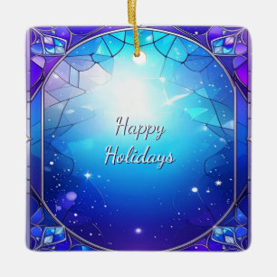 Modern Stained Glass Frame Holiday Ornament