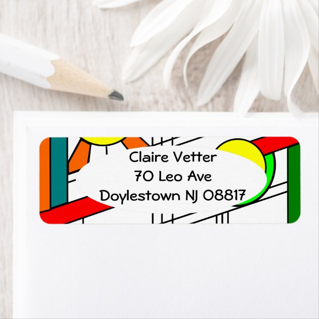 Modern Stained-Glass Look Return Address Label (Insitu)