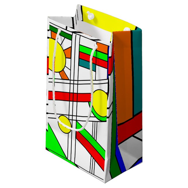 Modern Stained-Glass Look Small Gift Bag (Front Angled)