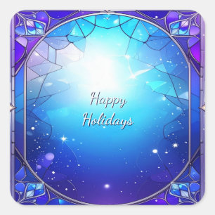 Modern Stained Glass Pattern Frame Holiday Sticker
