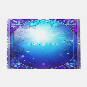Modern Stained Glass Pattern Holiday Doormat