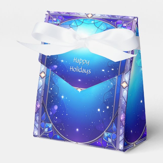 Modern Stained Glass Pattern Holiday Favour Box (Front Side)